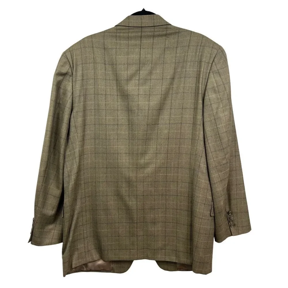 Joseph Abboud Von Maur Silk Wool Sport Coat Jacket Men 3 Button Ventless Tan 42R